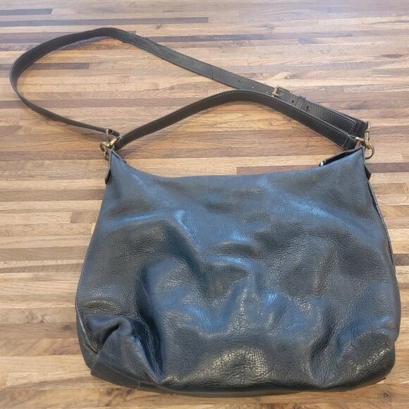 Fossil Black Leather Zip Hand/Shoulder Bag Zip Outside or Inside Cell Phone Comp - Picture 3 of 14